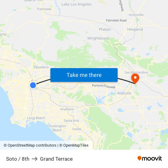 Soto / 8th to Grand Terrace map