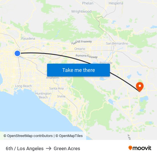 6th / Los Angeles to Green Acres map