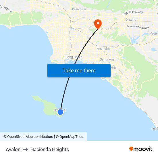 Avalon to Hacienda Heights map