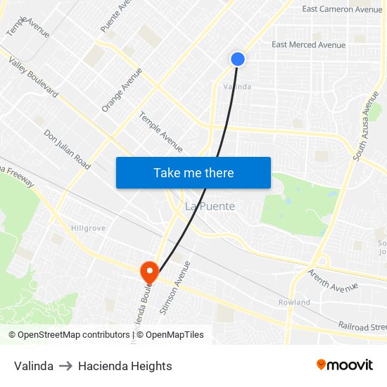 Valinda to Hacienda Heights map