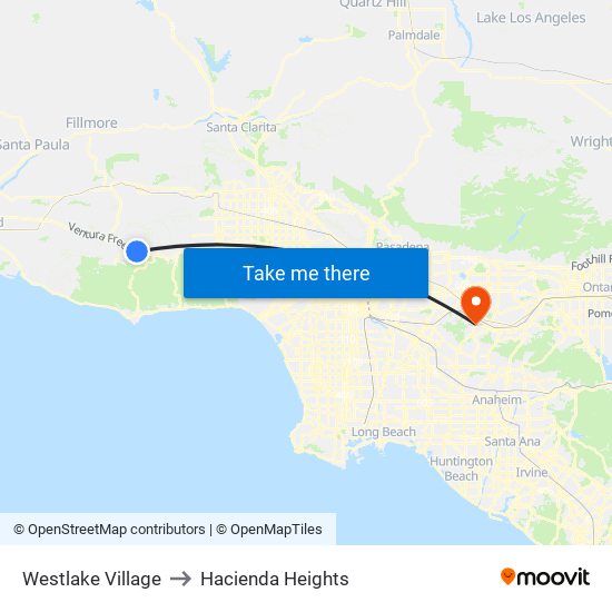 Westlake Village to Hacienda Heights map