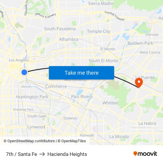 7th / Santa Fe to Hacienda Heights map