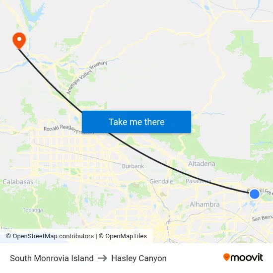 South Monrovia Island to Hasley Canyon map