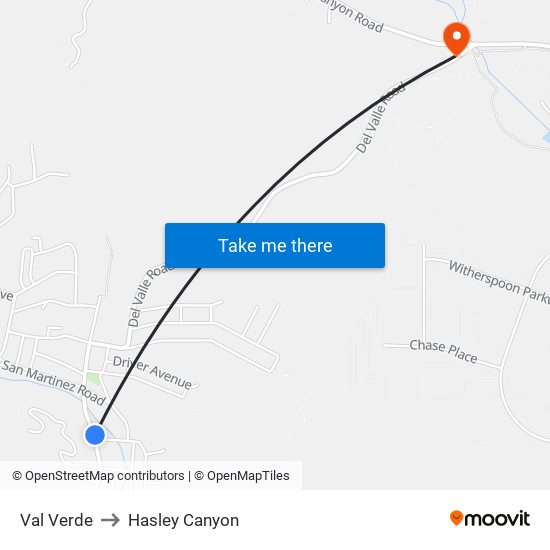 Val Verde to Hasley Canyon map