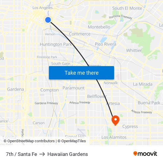 7th / Santa Fe to Hawaiian Gardens map