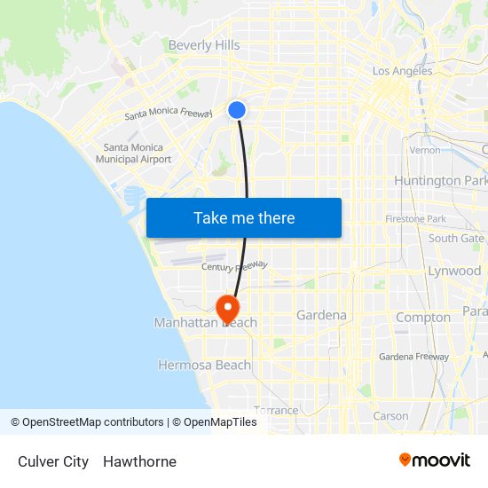 Culver City to Hawthorne map