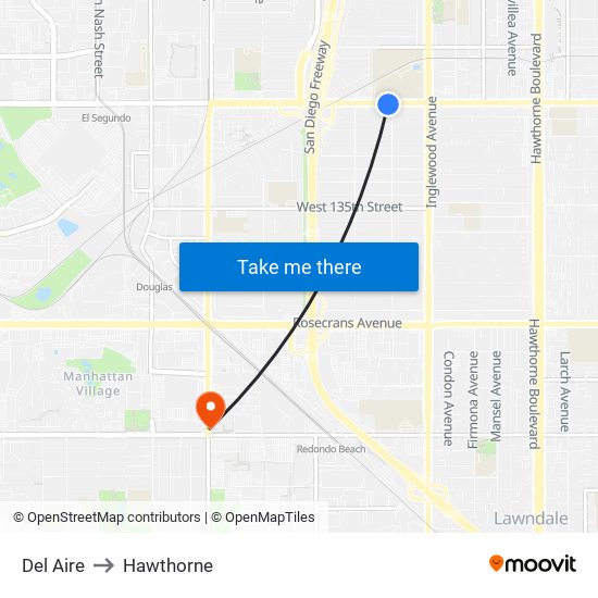 Del Aire to Hawthorne map