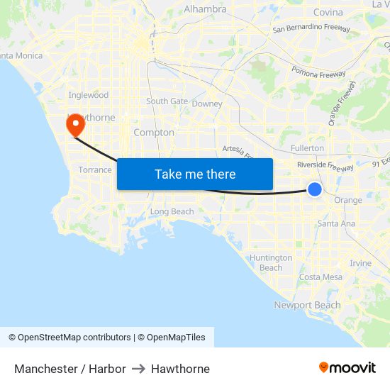 Manchester / Harbor to Hawthorne map