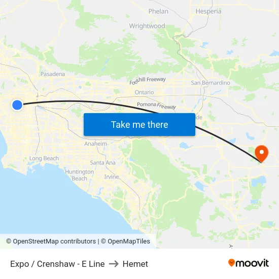 Expo / Crenshaw - E Line to Hemet map