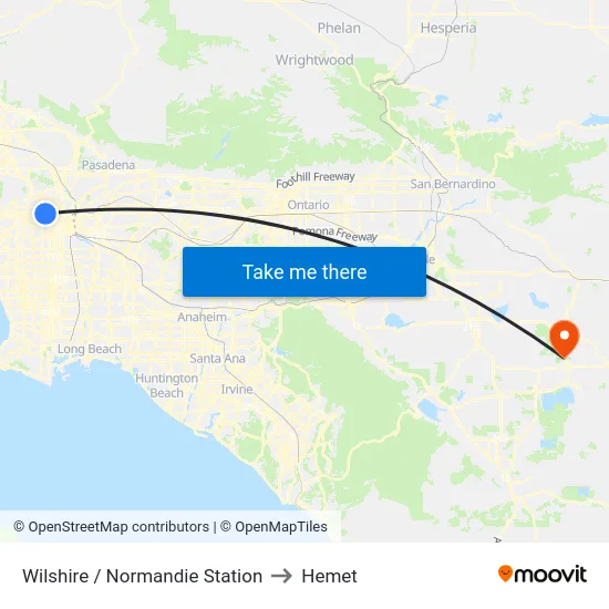 Wilshire / Normandie Station to Hemet map