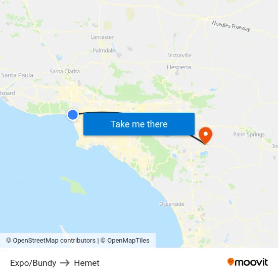 Expo/Bundy to Hemet map