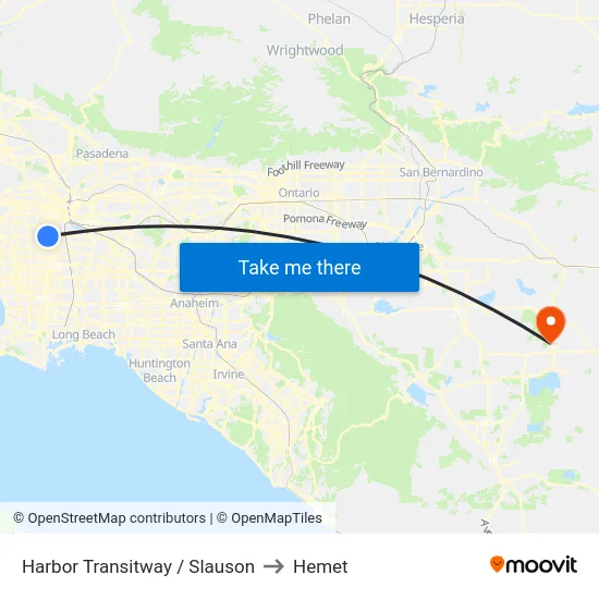 Harbor Transitway / Slauson to Hemet map