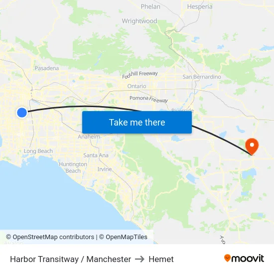 Harbor Transitway / Manchester to Hemet map
