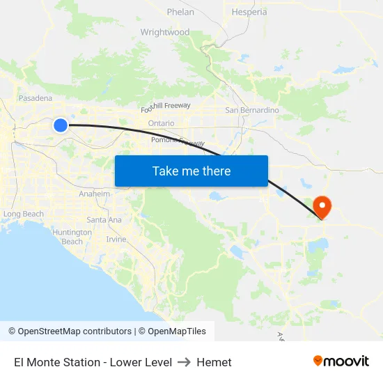 El Monte Station - Lower Level to Hemet map