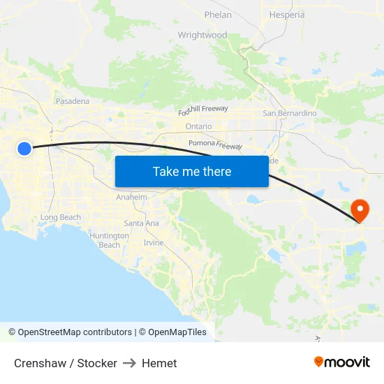 Crenshaw / Stocker to Hemet map