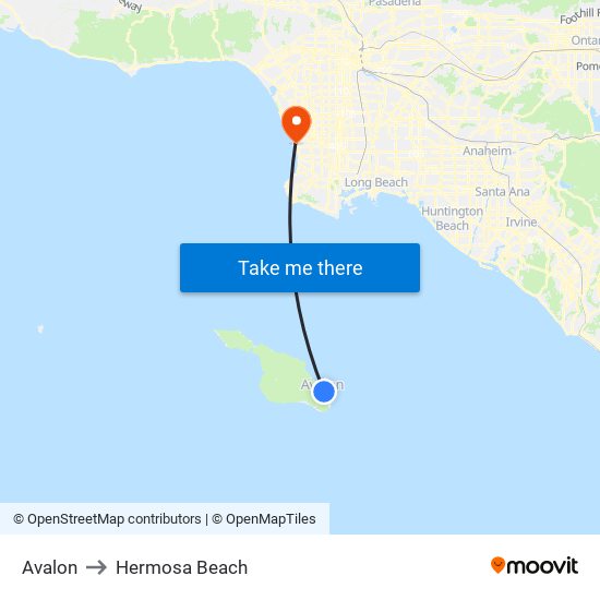 Avalon to Hermosa Beach map