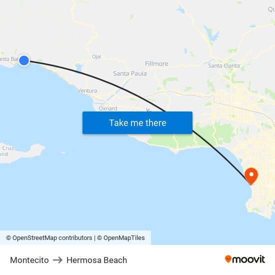 Montecito to Hermosa Beach map