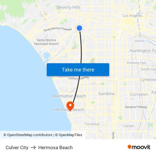 Culver City to Hermosa Beach map