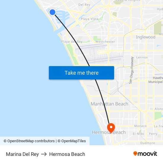 Marina Del Rey to Hermosa Beach map