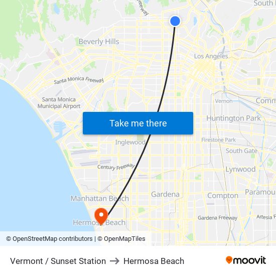 Vermont / Sunset Station to Hermosa Beach map