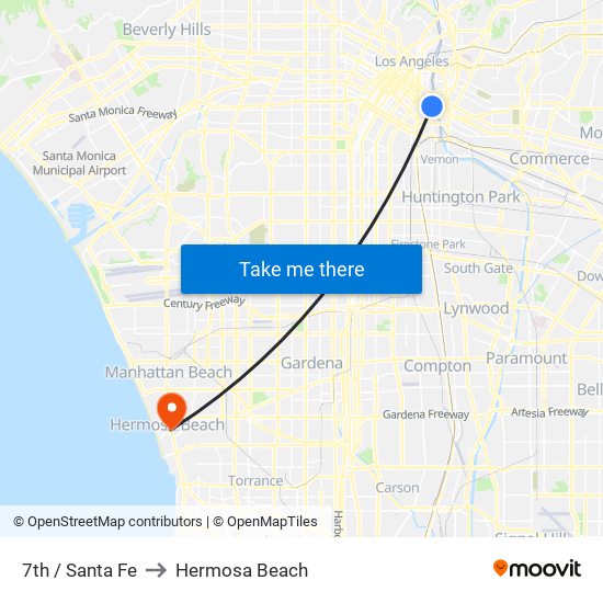 7th / Santa Fe to Hermosa Beach map