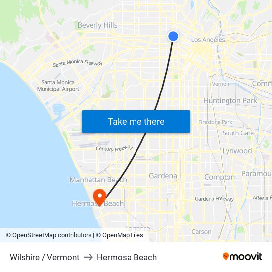 Wilshire / Vermont to Hermosa Beach map