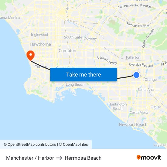 Manchester / Harbor to Hermosa Beach map