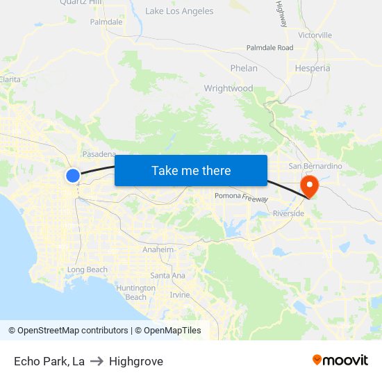 Echo Park, La to Highgrove map