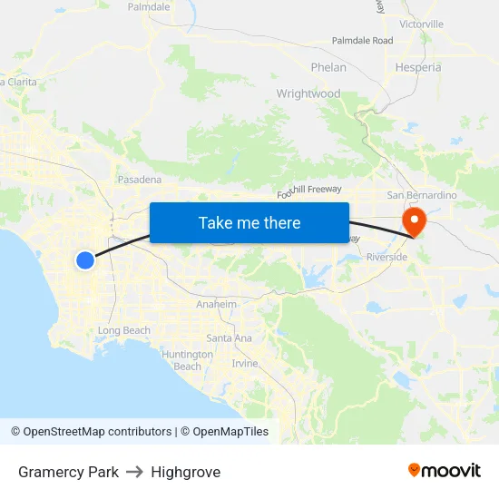 Gramercy Park to Highgrove map