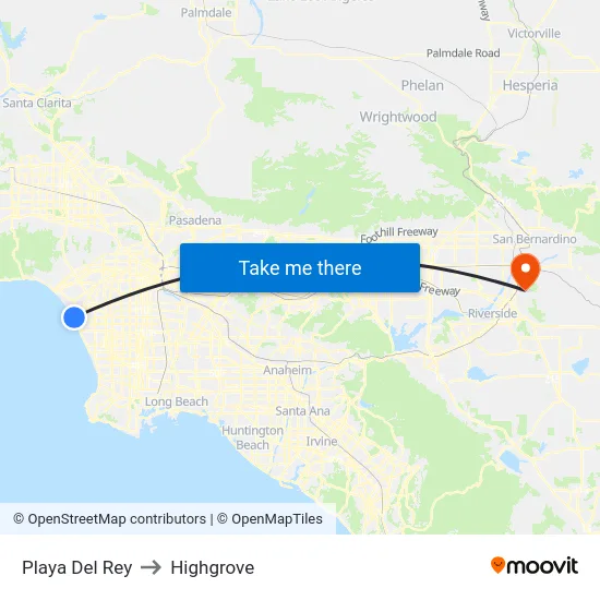 Playa Del Rey to Highgrove map