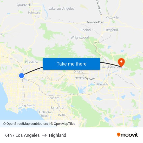 6th / Los Angeles to Highland map