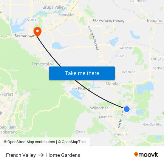 French Valley to Home Gardens map