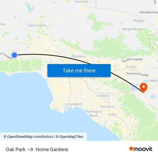 Oak Park to Home Gardens map