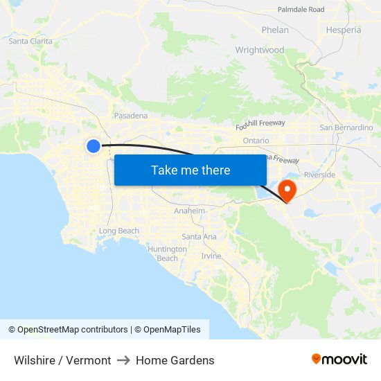 Wilshire / Vermont to Home Gardens map