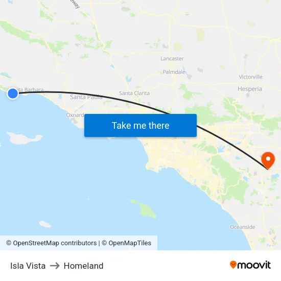Isla Vista to Homeland map