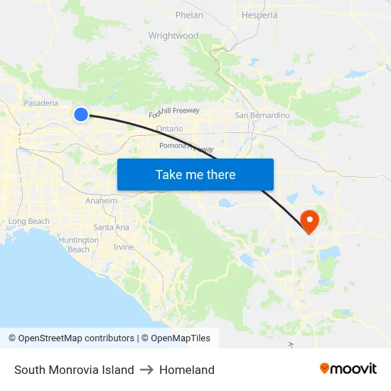 South Monrovia Island to Homeland map
