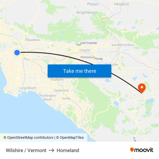 Wilshire / Vermont to Homeland map