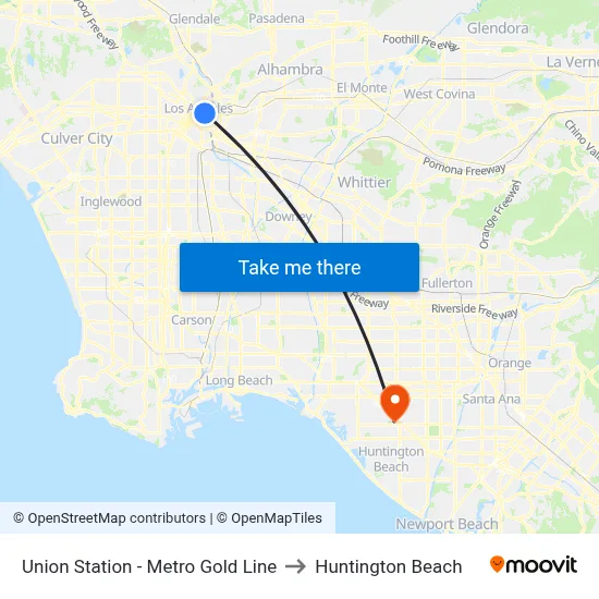 Union Station - Metro Gold Line to Huntington Beach map