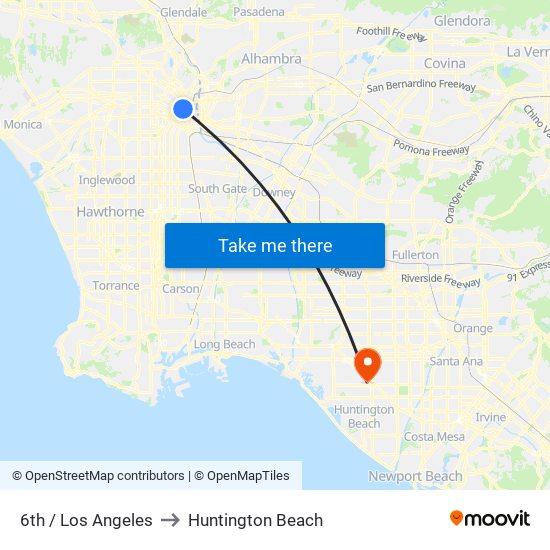 6th / Los Angeles to Huntington Beach map