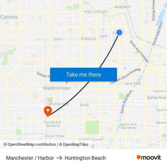 Manchester / Harbor to Huntington Beach map