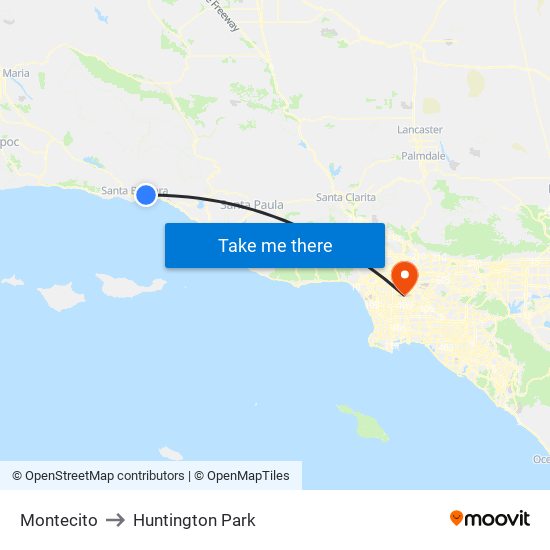 Montecito to Huntington Park map