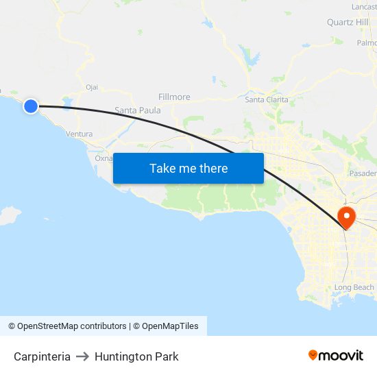 Carpinteria to Huntington Park map