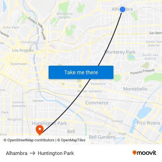 Alhambra to Huntington Park map