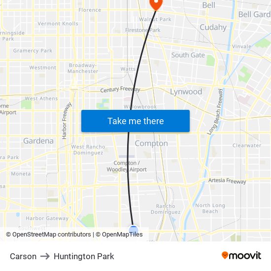 Carson to Huntington Park map