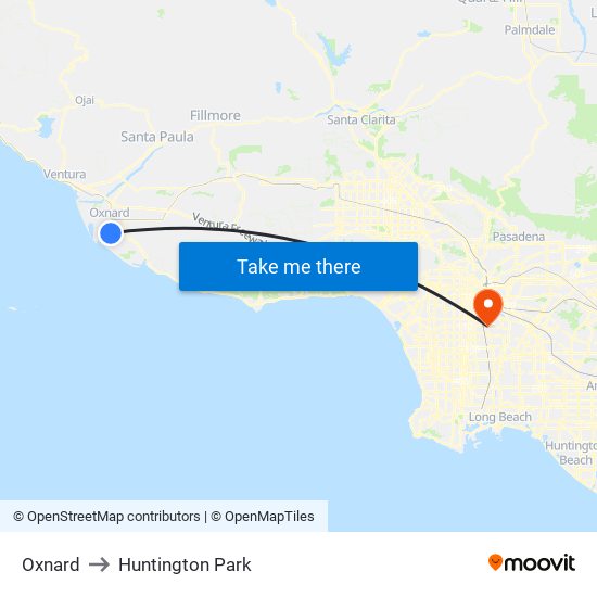 Oxnard to Huntington Park map