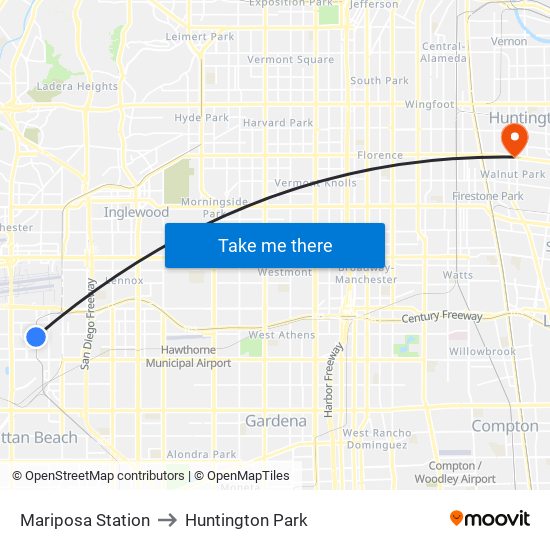 Mariposa Station to Huntington Park map