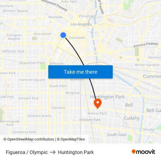 Figueroa / Olympic to Huntington Park map