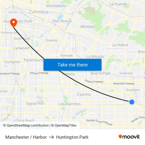 Manchester / Harbor to Huntington Park map