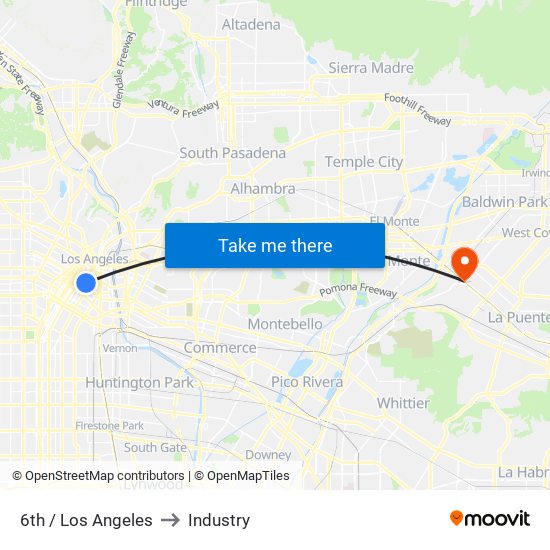 6th / Los Angeles to Industry map