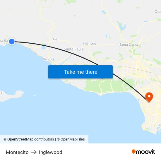 Montecito to Inglewood map